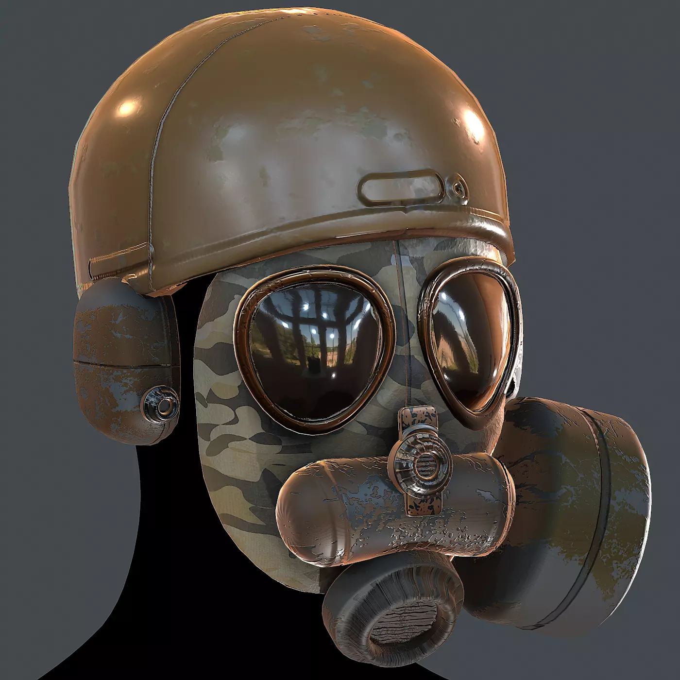 Gas mask helmet 3d model scifi Low-poly Low-poly 3D model_0