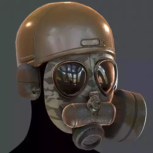 Gas mask helmet 3d model scifi Low-poly 