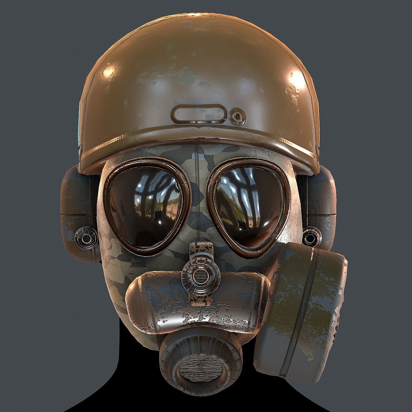 Gas mask helmet 3d model scifi Low-poly Low-poly 3D model_2