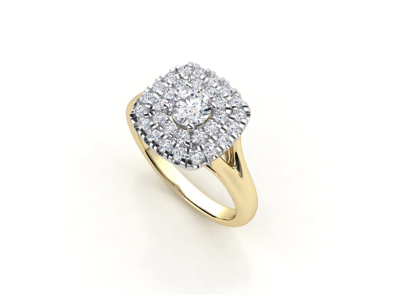 ZDR0108 diamond halo ring gold 3D print model_1