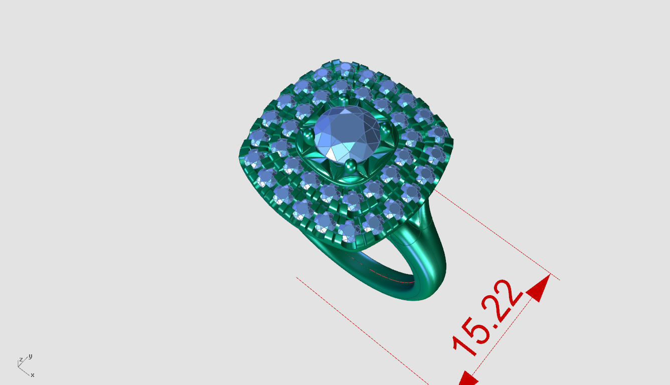 ZDR0108 diamond halo ring gold 3D print model_3