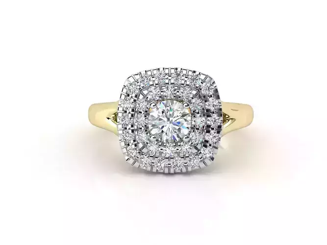 ZDR0108 diamond halo ring gold