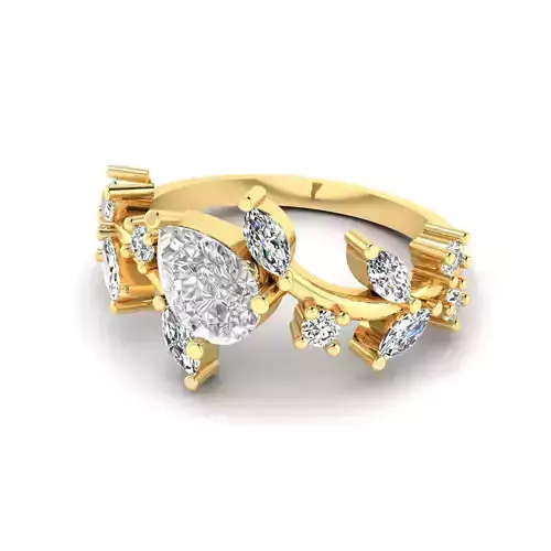 3DM Format Pear wedding band for her