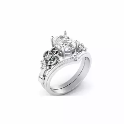 3DM Format Oval cut wedding ring set for women