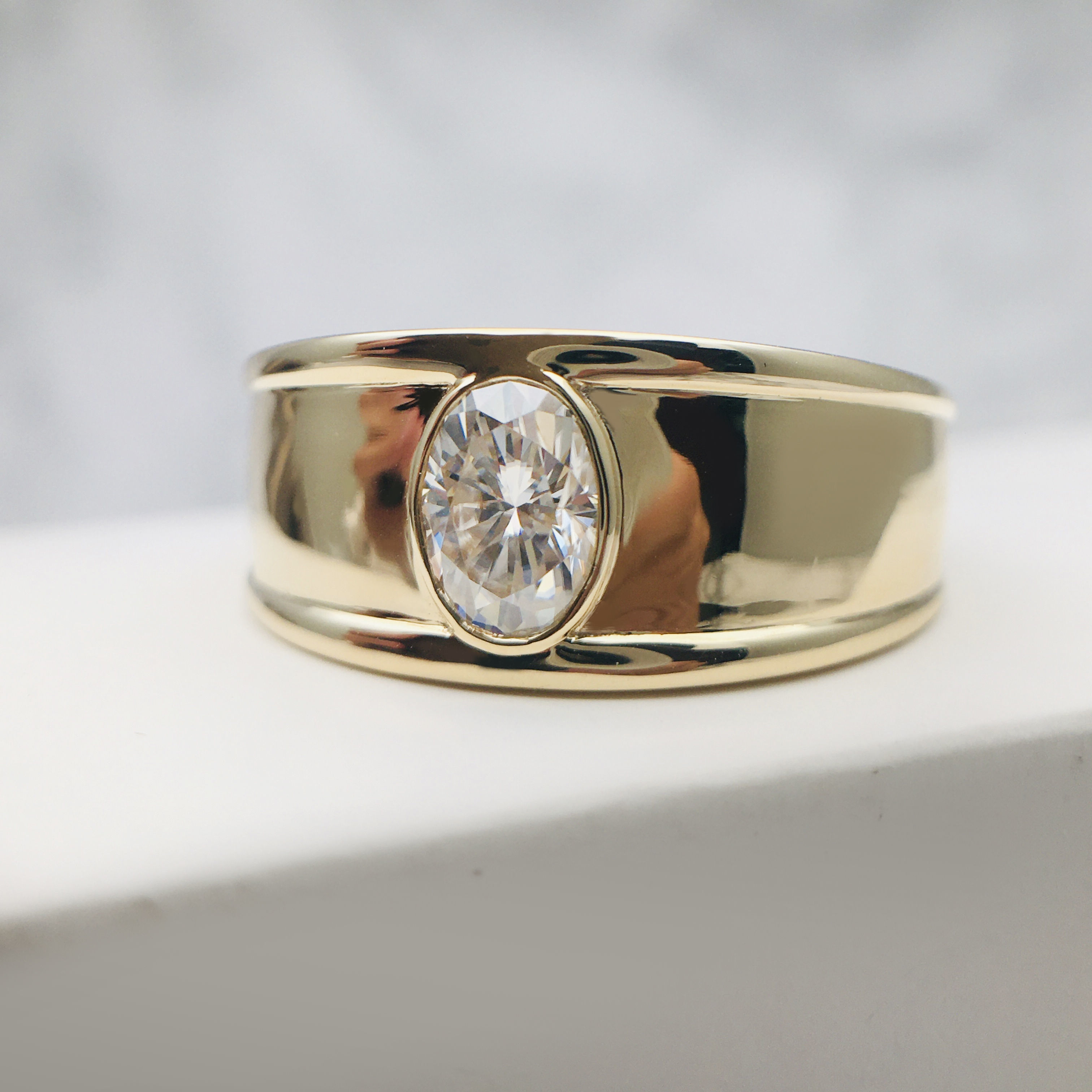 3DM Format Oval cut male wedding ring 3D print model_5