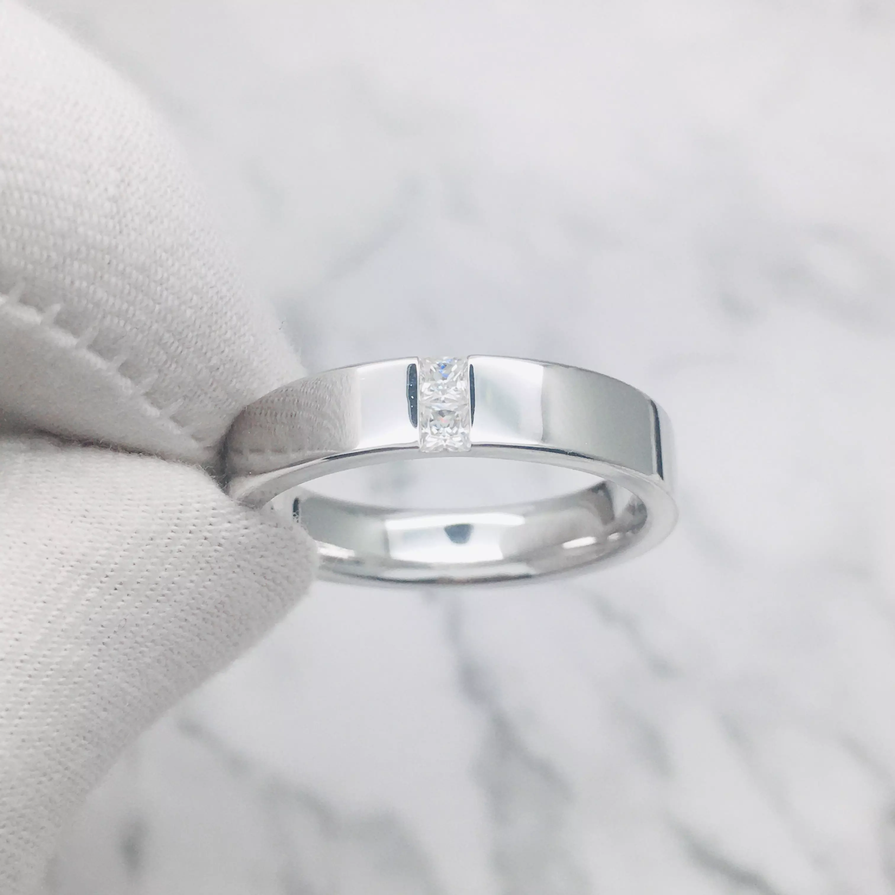 3DM Format  Art deco princess cut male engagement ring 3D print model_0