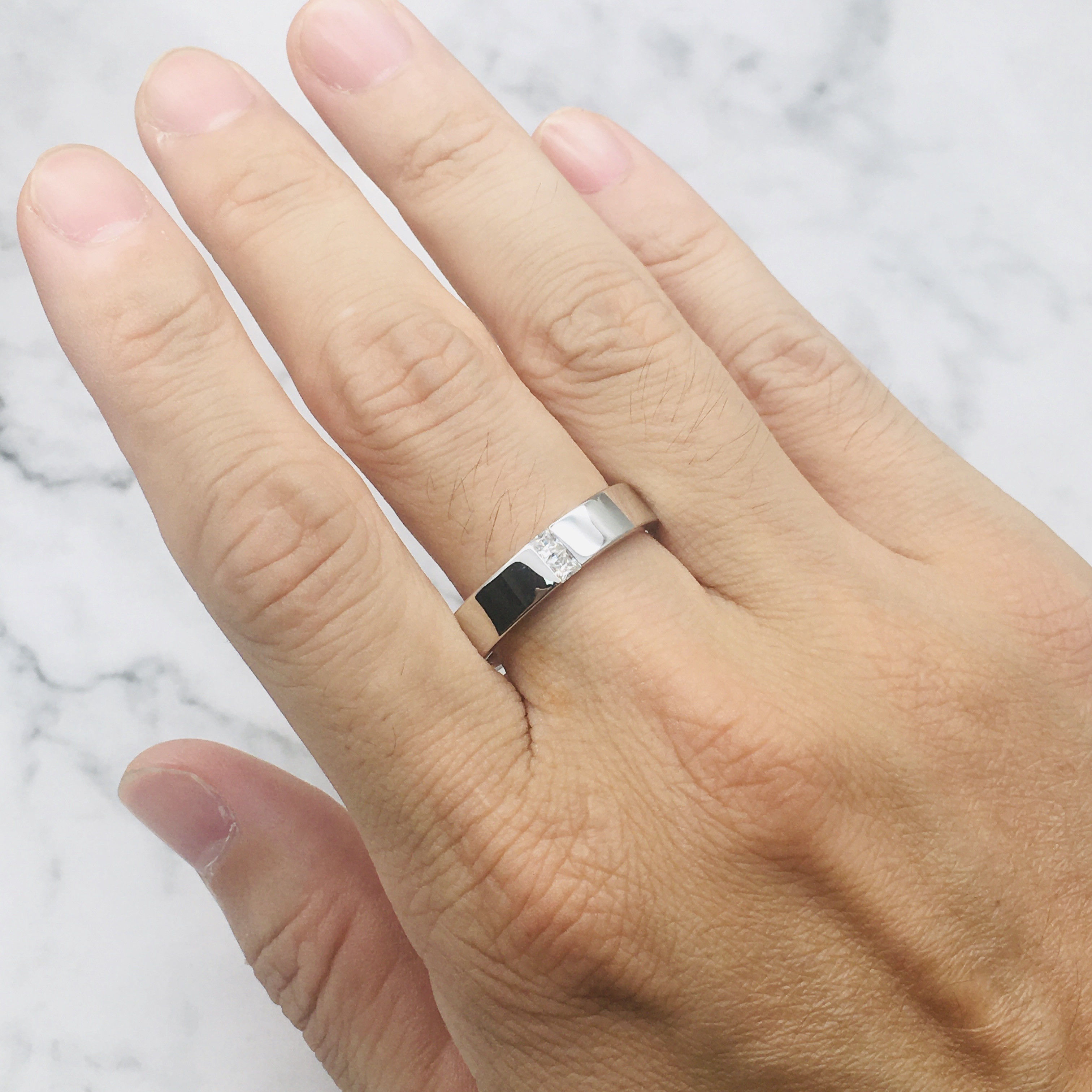3DM Format  Art deco princess cut male engagement ring 3D print model_5