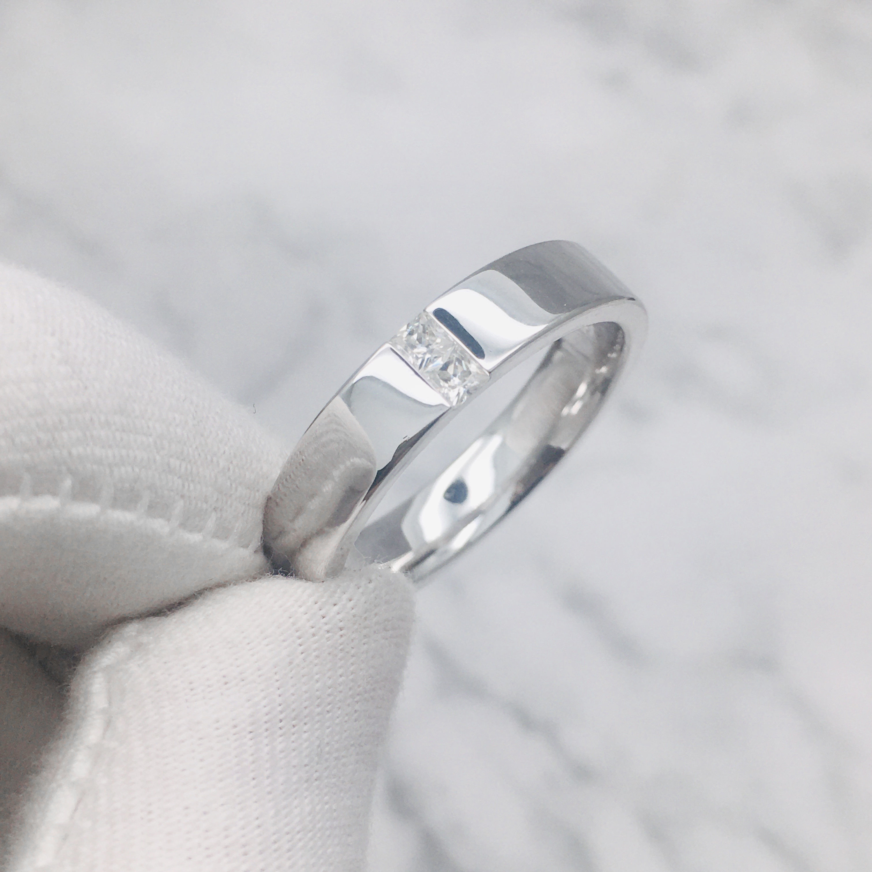 3DM Format  Art deco princess cut male engagement ring 3D print model_7