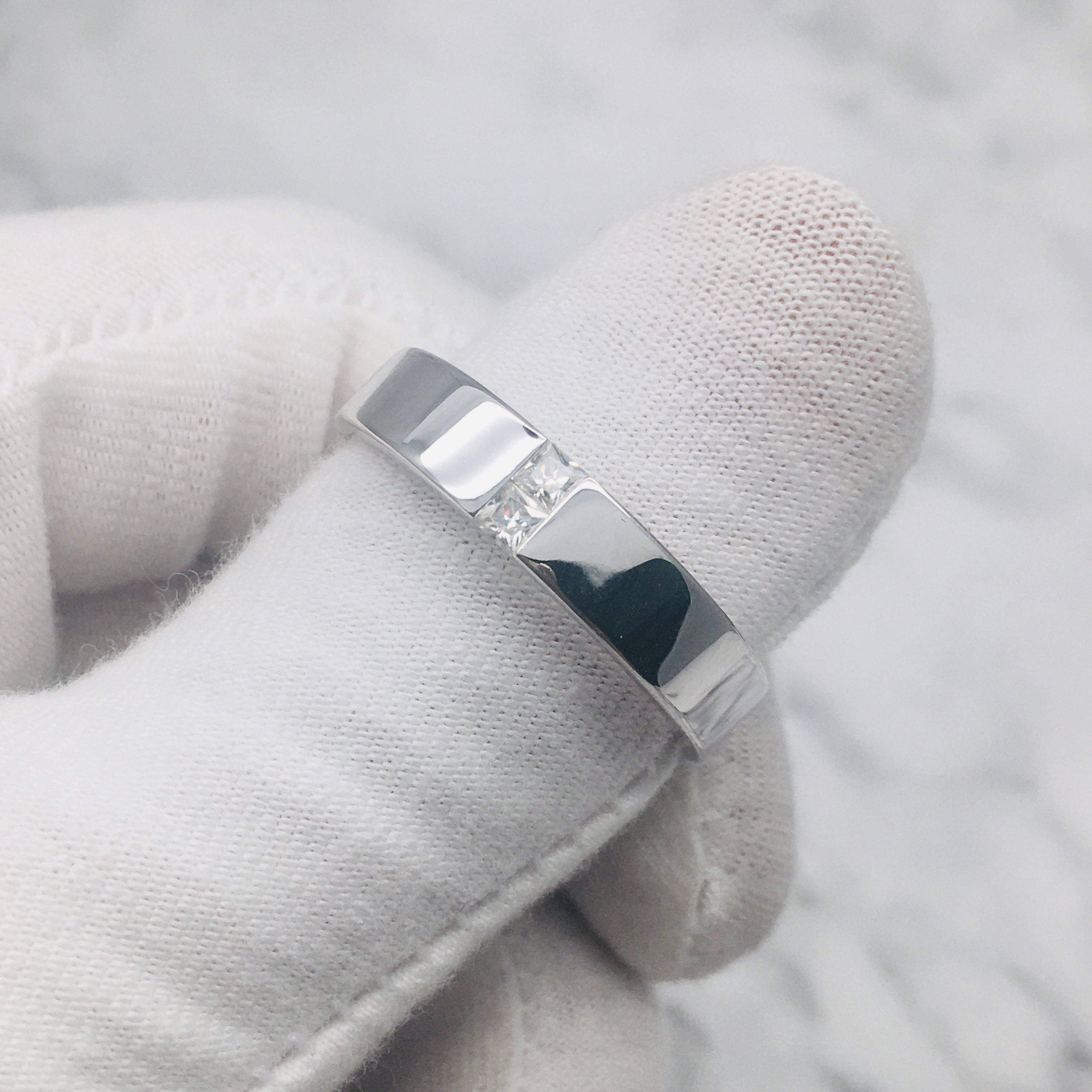 3DM Format  Art deco princess cut male engagement ring 3D print model_4
