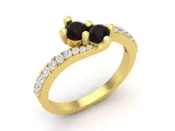  Two stone diamond ring for woman 3D print model