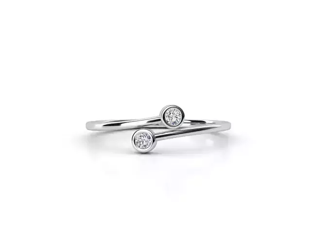 ZDR0114 two round diamonds in sterling silver ring