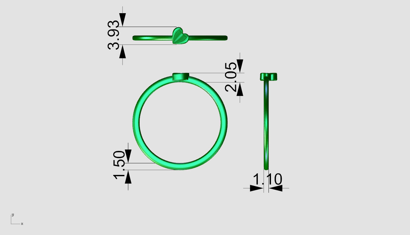 ZDR0115 silver ring with heart 3D print model_3