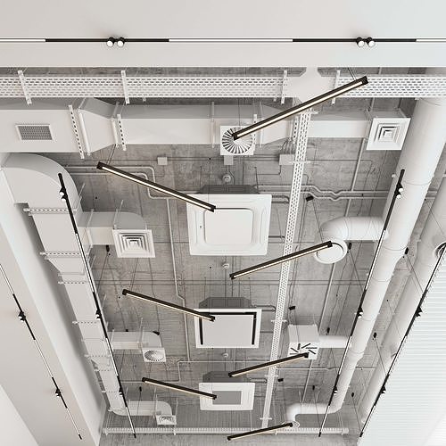 Decorative ceiling - Ventilation system set 01 3D model