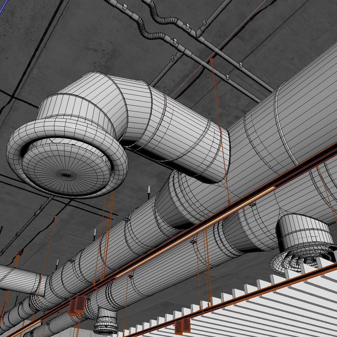 Decorative ceiling - Ventilation system set 01 3D model_8
