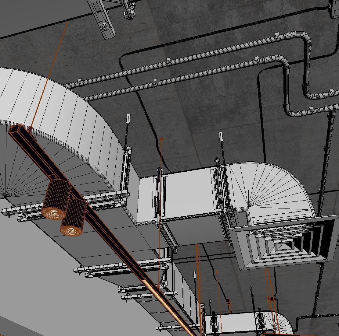 Decorative ceiling - Ventilation system set 01 3D model_7