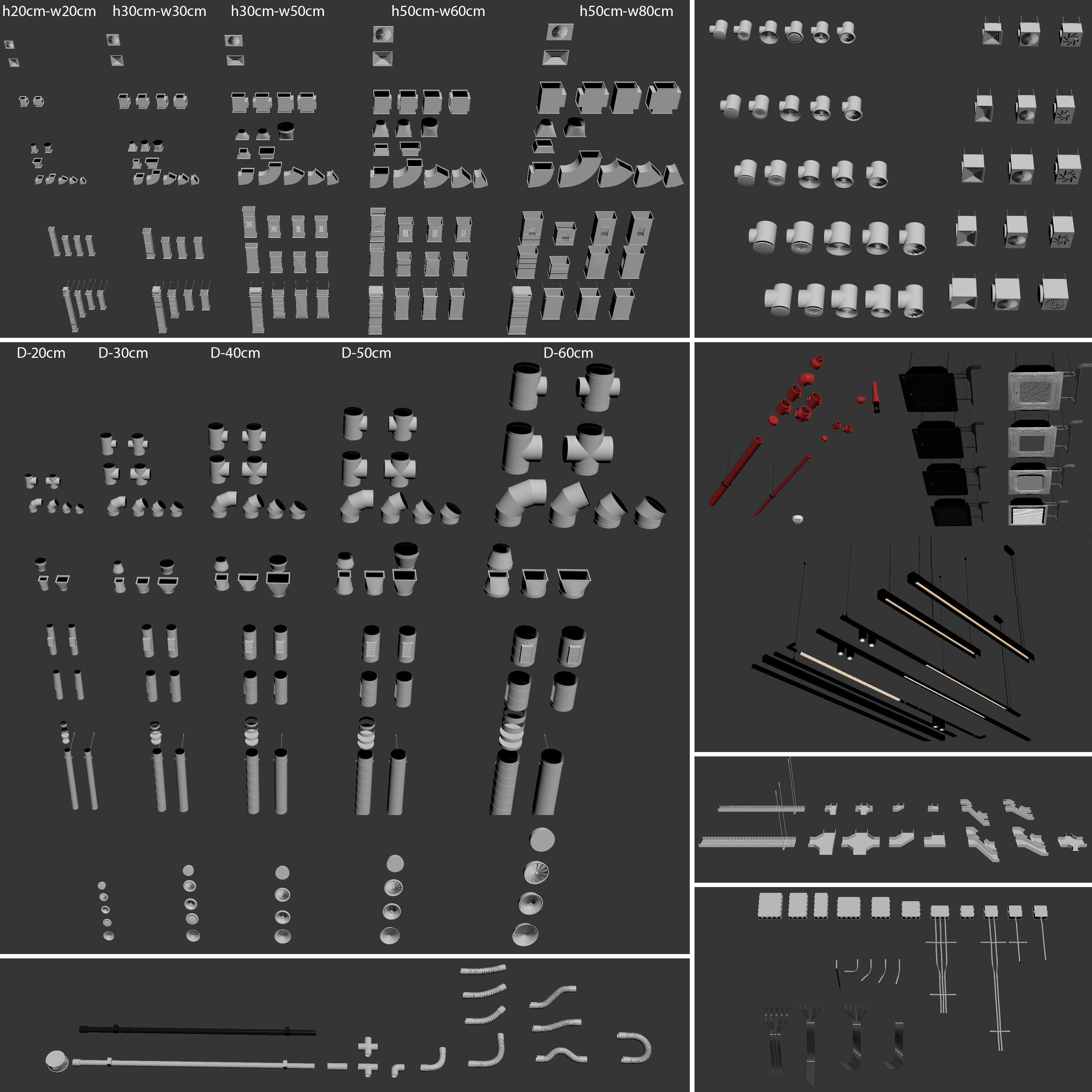 Decorative ceiling - Ventilation system set 01 3D model_4