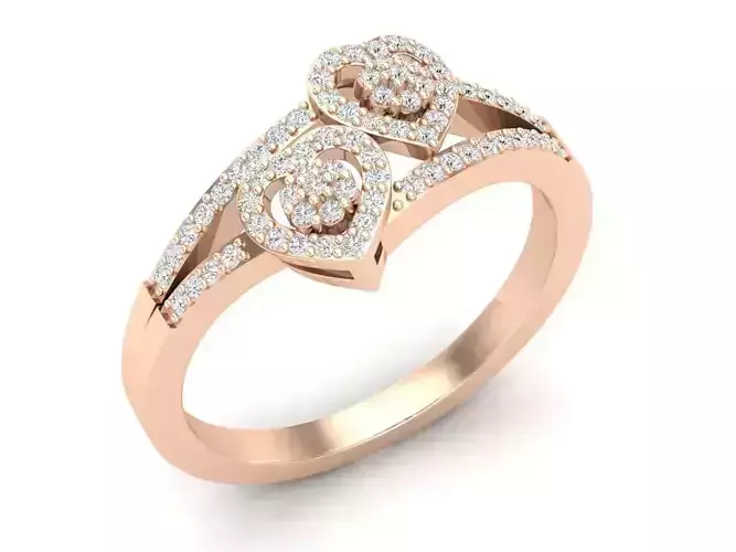 Double heart Diamond ring for woman 3D print model