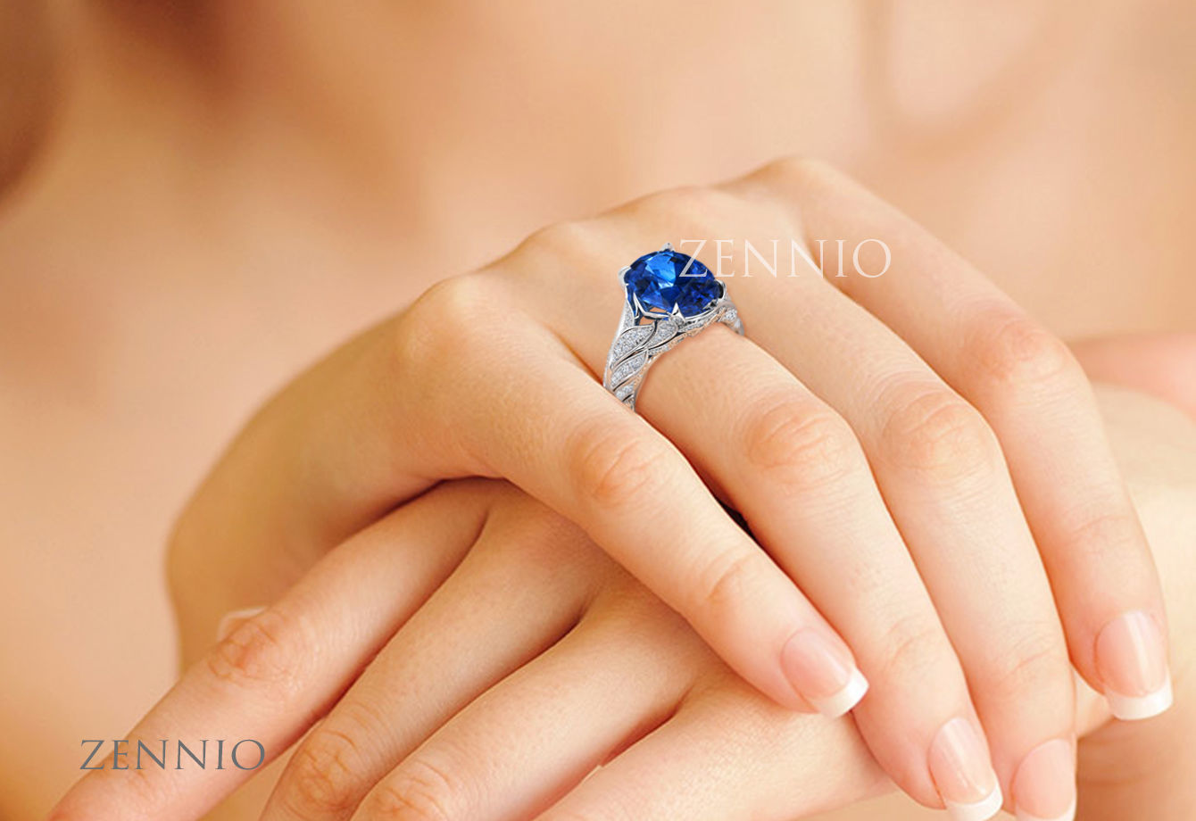 ZR006 sapphire and diamond engagement ring 3D print model_5