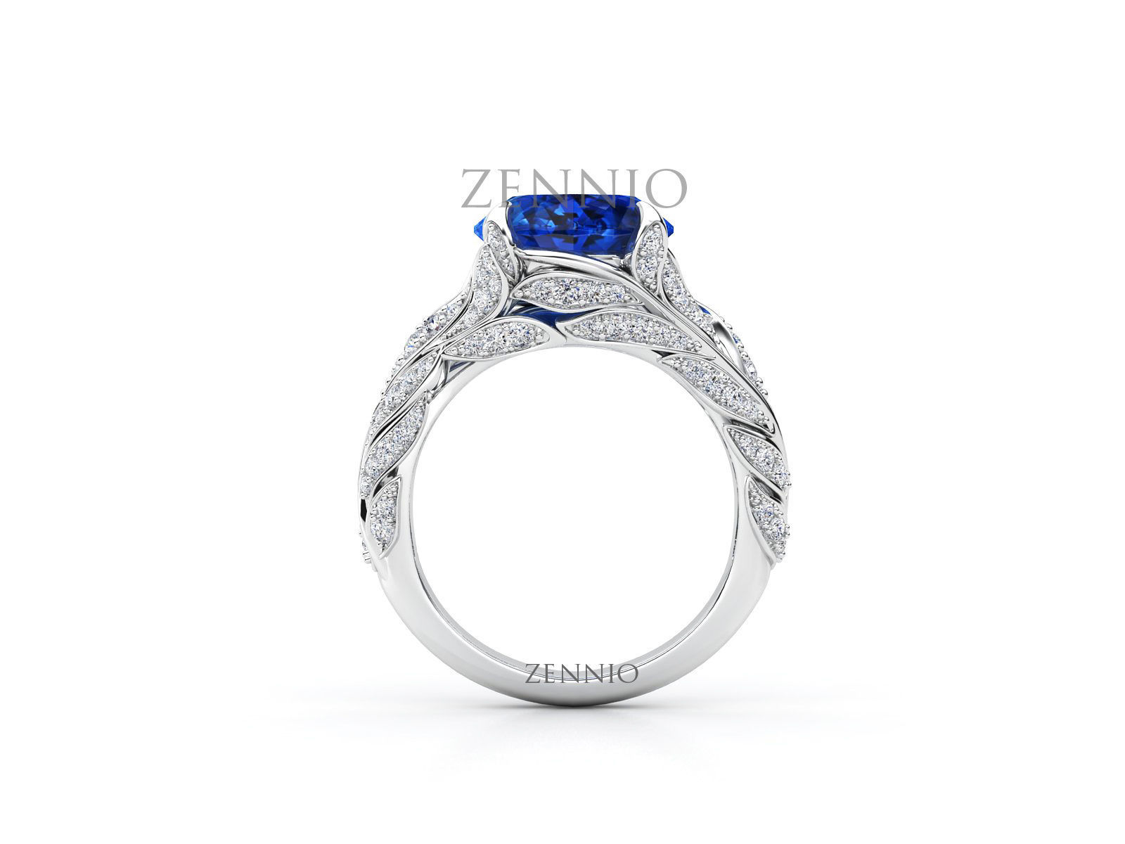 ZR006 sapphire and diamond engagement ring 3D print model_4