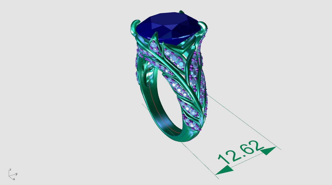 ZR006 sapphire and diamond engagement ring 3D print model_8