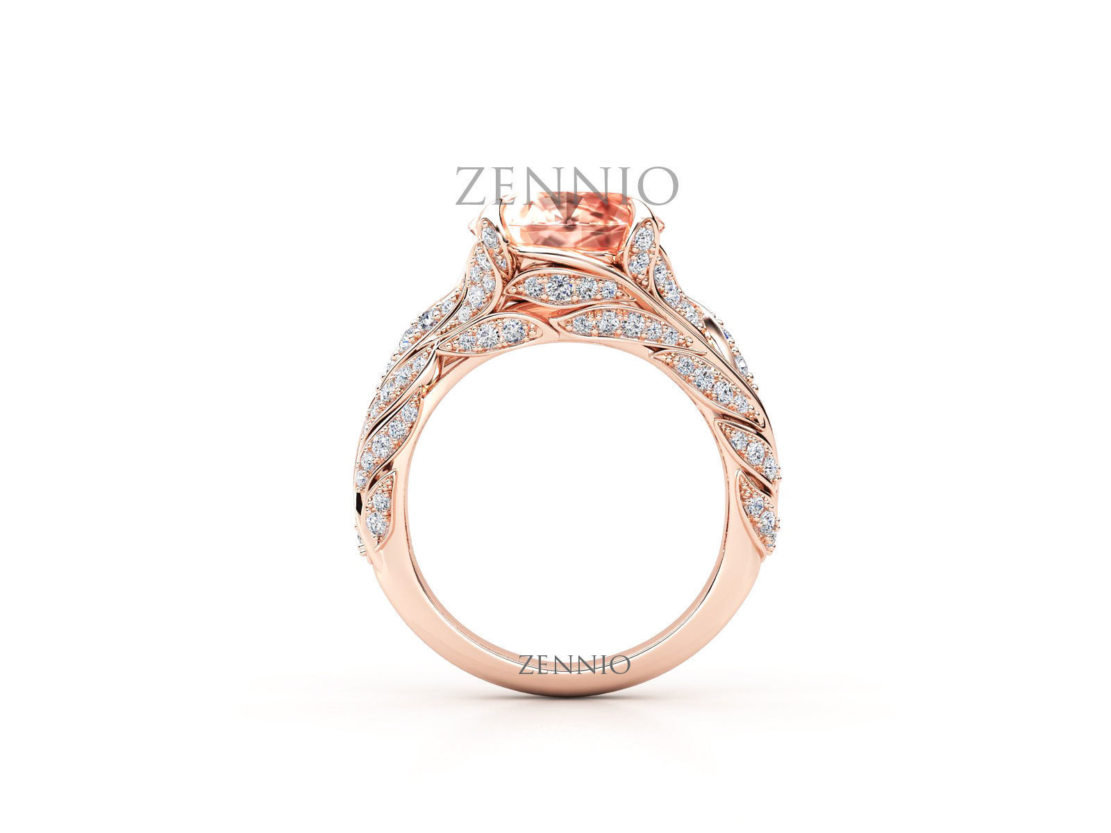 ZR006 sapphire and diamond engagement ring 3D print model_2