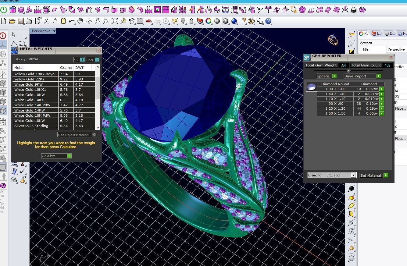 ZR006 sapphire and diamond engagement ring 3D print model_9