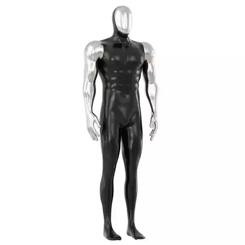 Male sports mannequin with metal face and hands 117