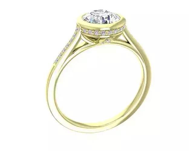 Model 103 round diamond engagement ring gold