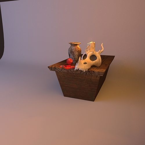 Skeleton skull in wooden box Low-poly 3D model