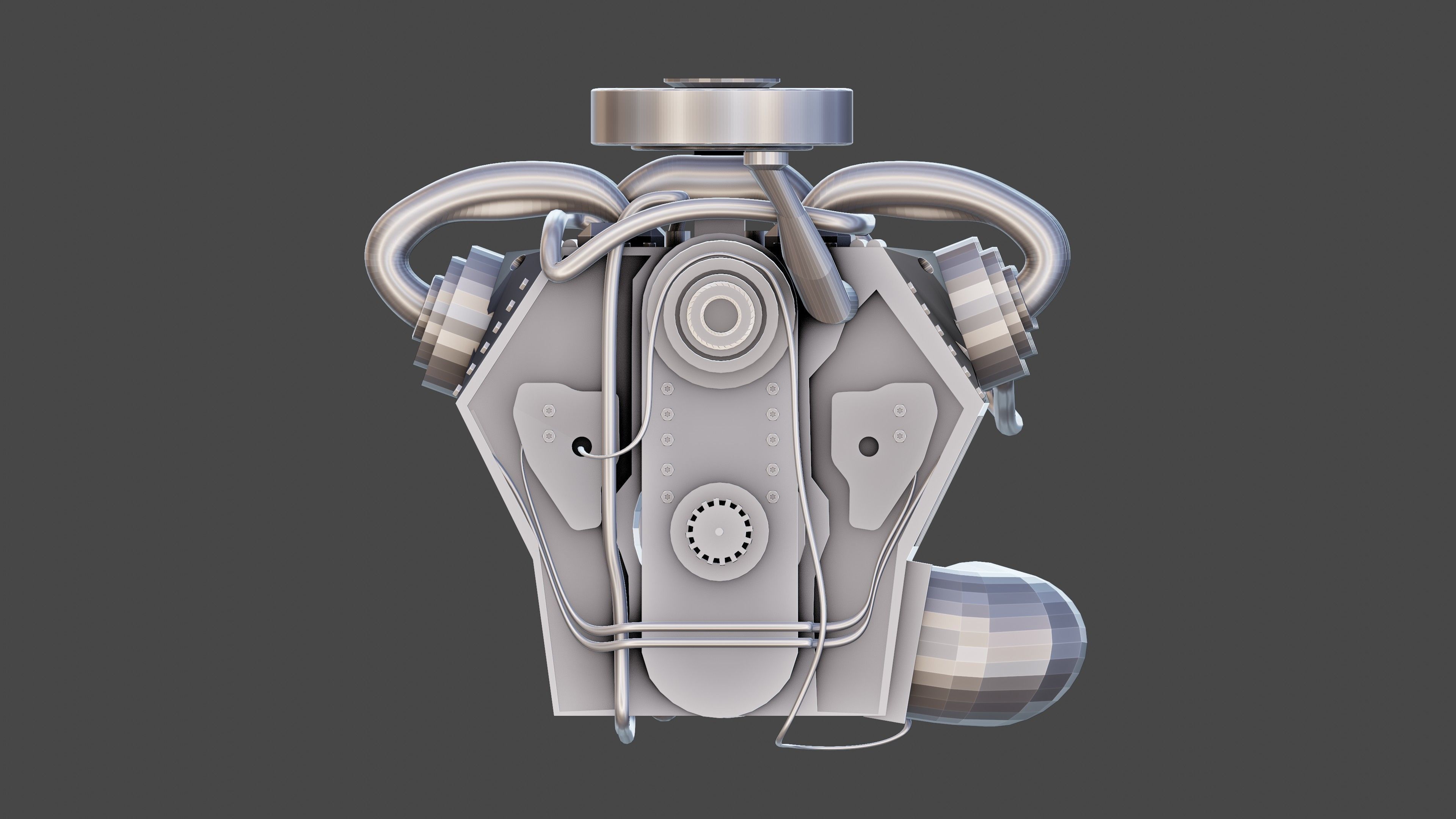 Low poly V8 engine Low-poly 3D model_4