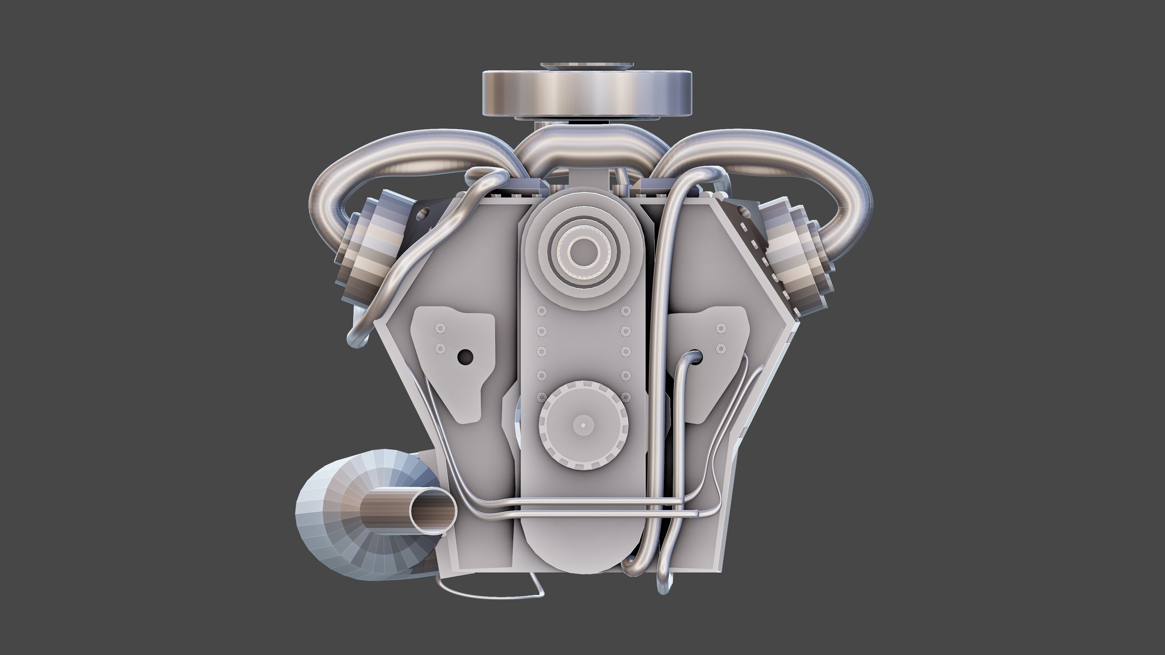 Low poly V8 engine Low-poly 3D model_3