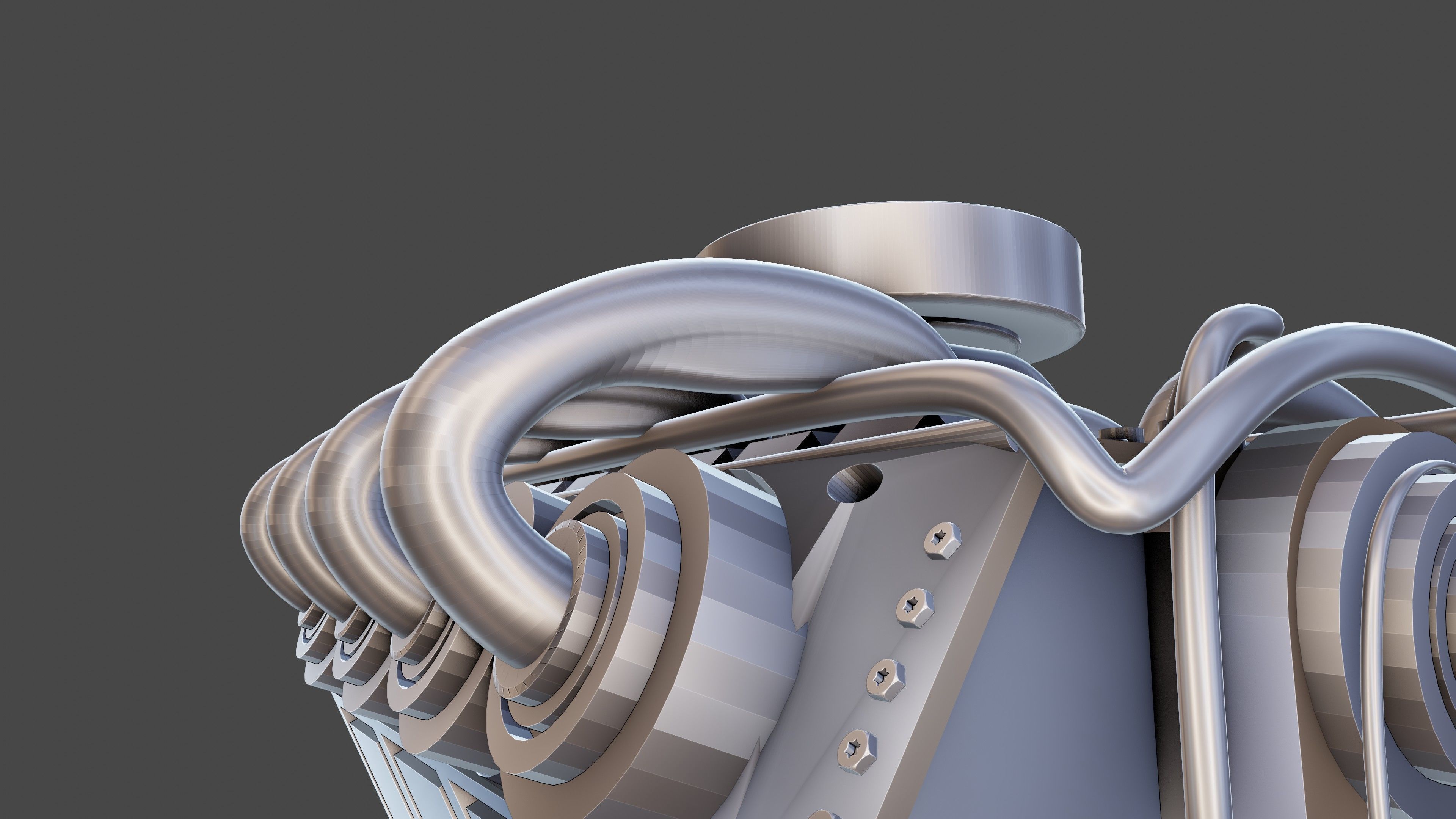 Low poly V8 engine Low-poly 3D model_5