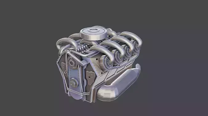 Low poly V8 engine Low-poly 3D model