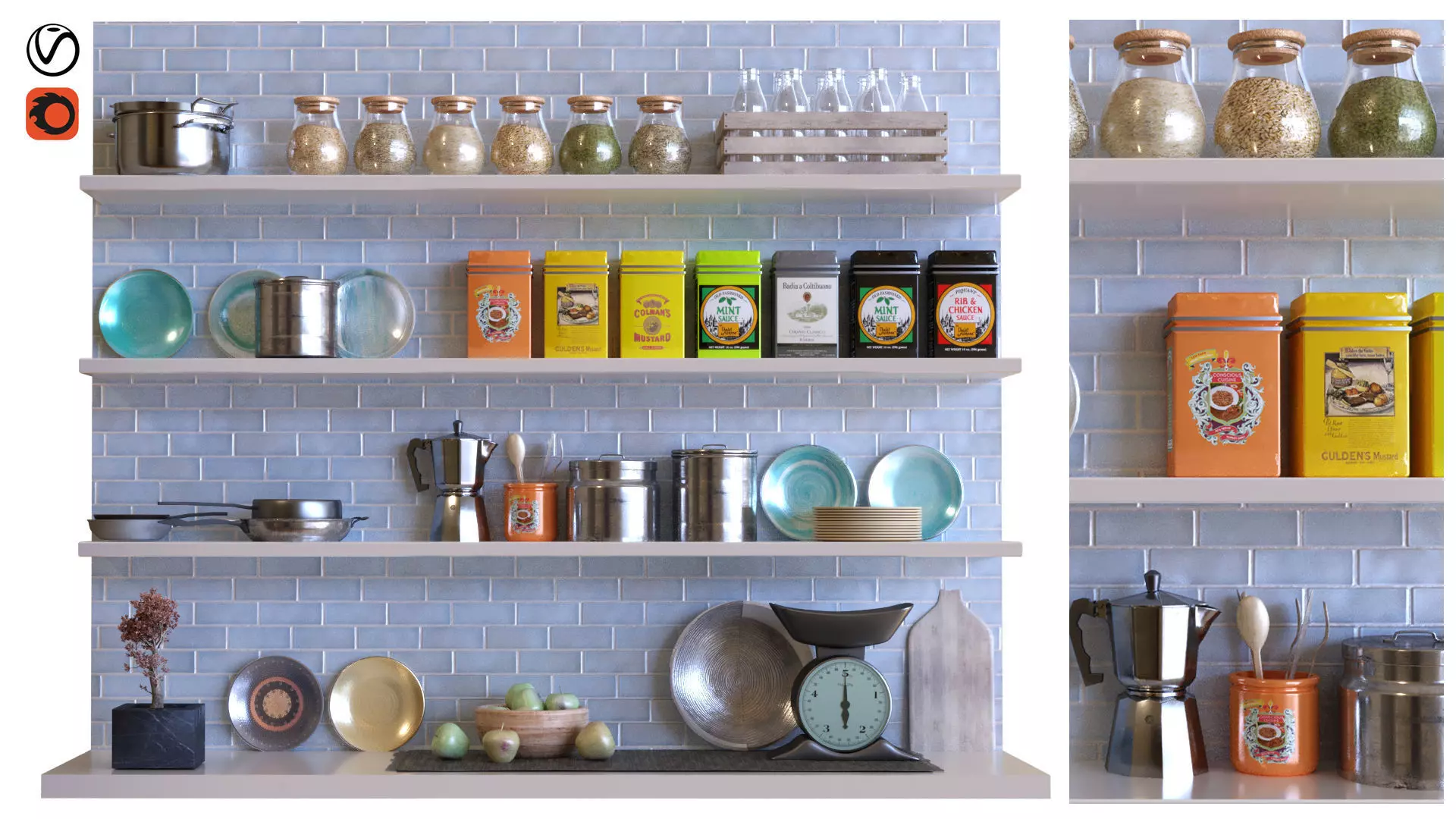 kitchen decor set 004 Low-poly 3D model