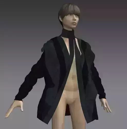 3d marvelous designer denim woman jacket with texture