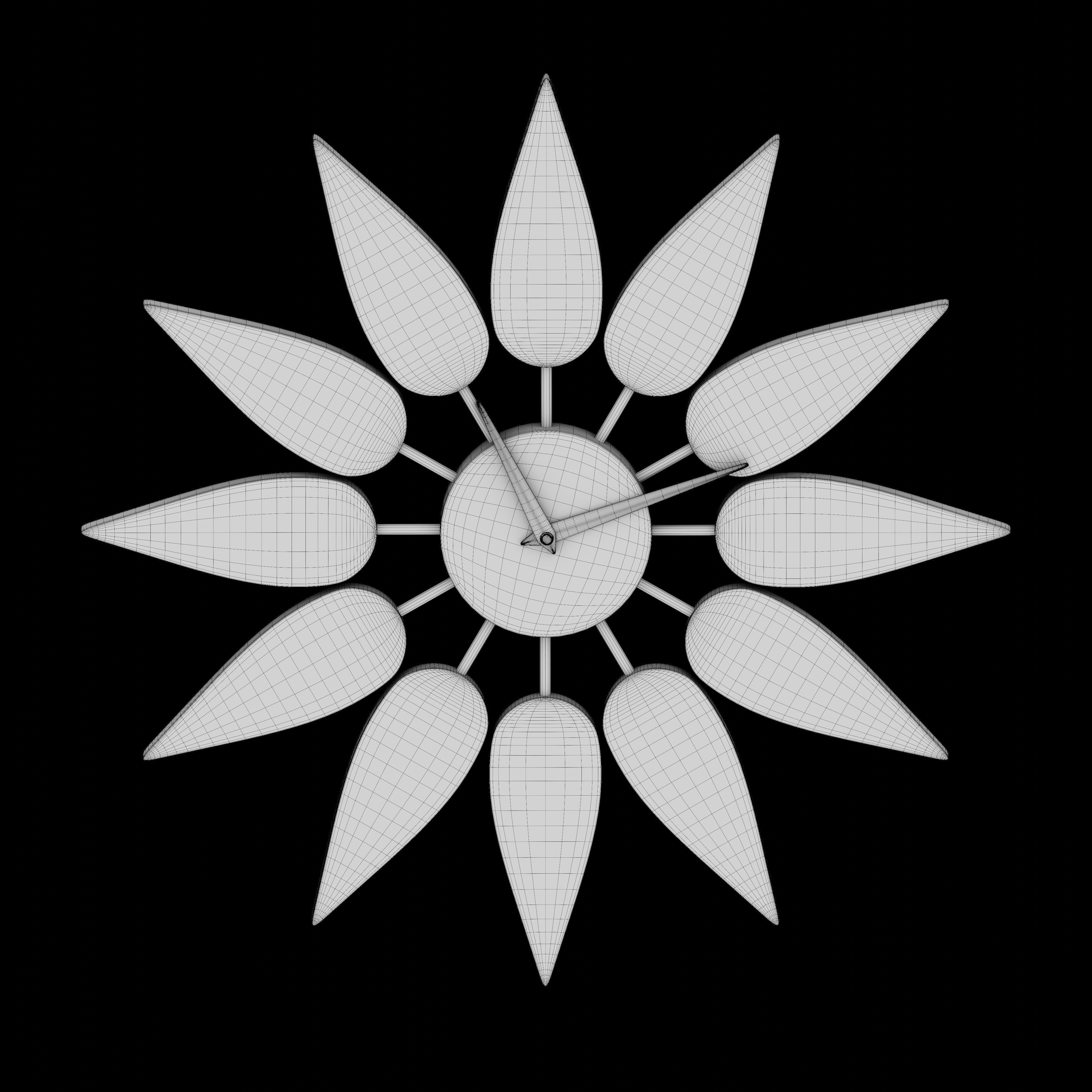 Floral wall clock 3D model_4