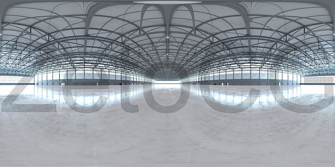 HDRI - Airplane Hangar Interior 4b - HDR - EXR - 8192x4096 Texture