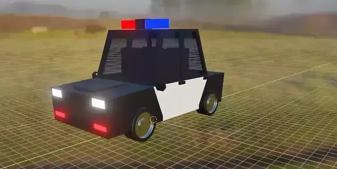 police car cartoon low poly 3d model for game Low-poly 3D model