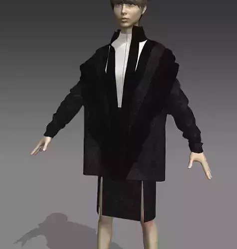 denim woman multiple objects outfit