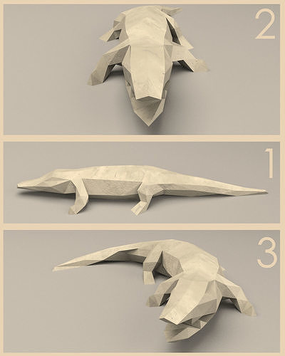 3 Shades Modern Sculpture of Crocodile 3D print model