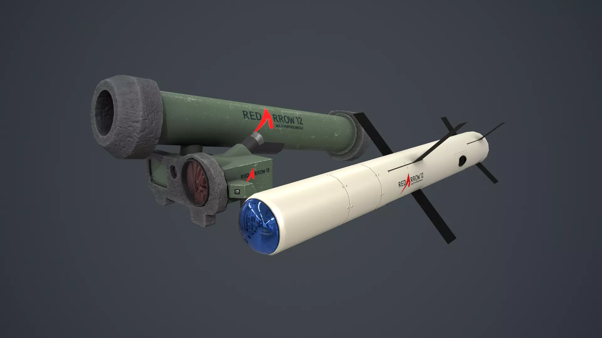 HJ12 Red Arrow 12  Low-poly 3D model_0