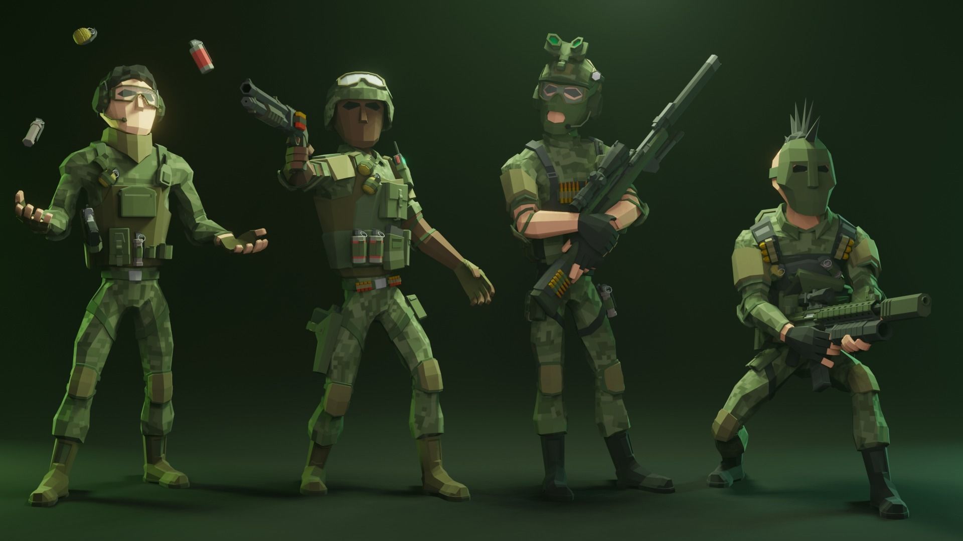 Low Poly Army Pack Low-poly 3D model_6