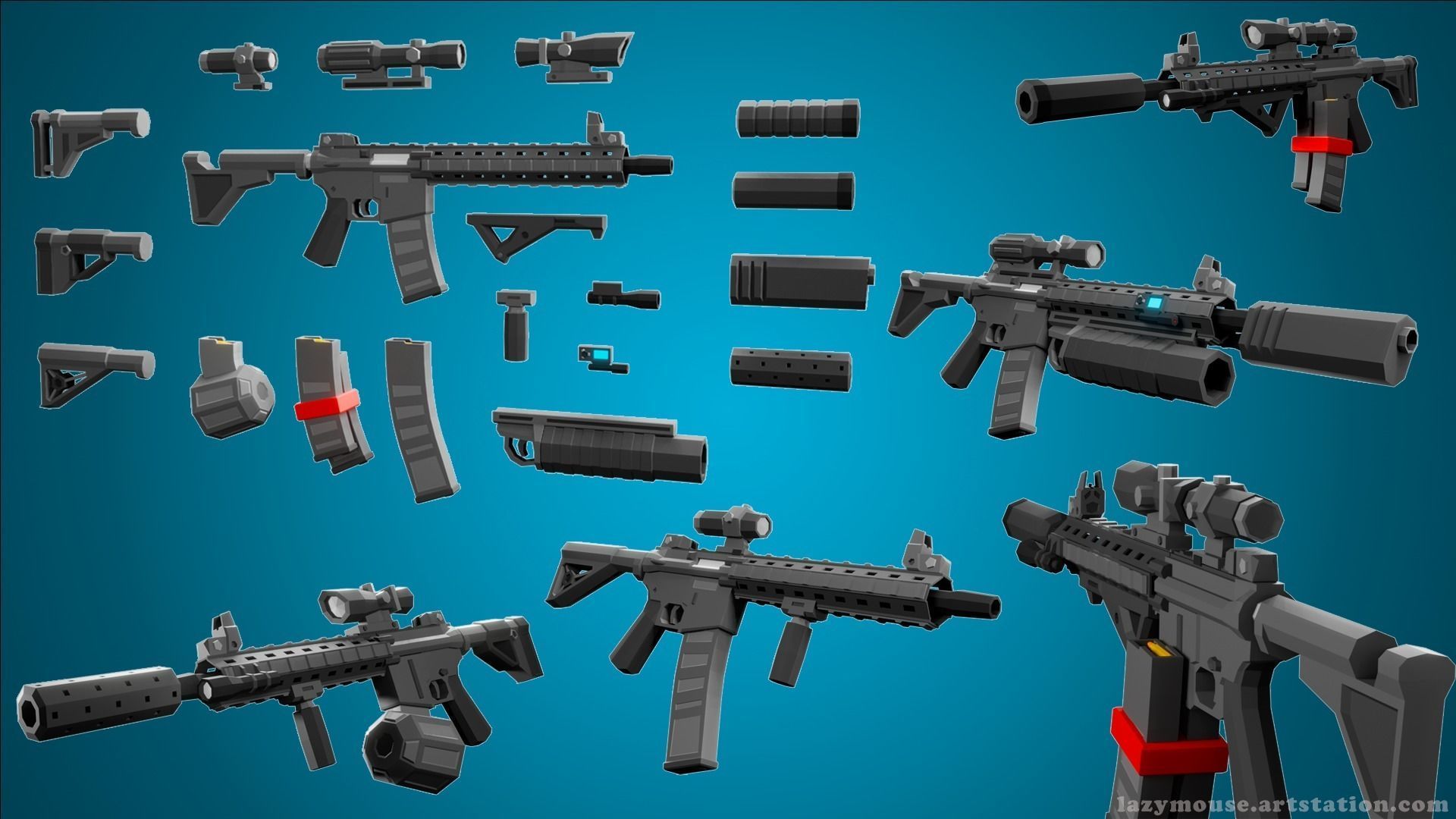 Low Poly Army Pack Low-poly 3D model_9