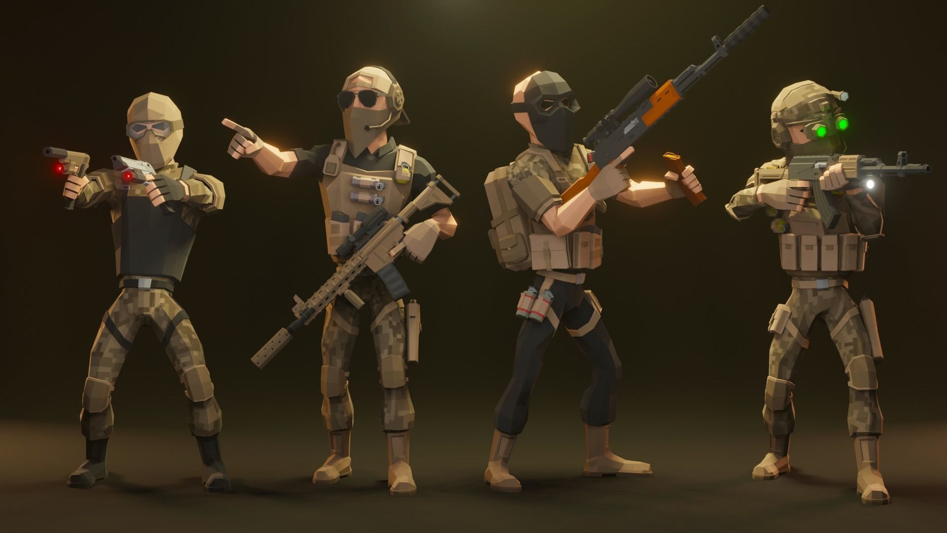 Low Poly Army Pack Low-poly 3D model_5