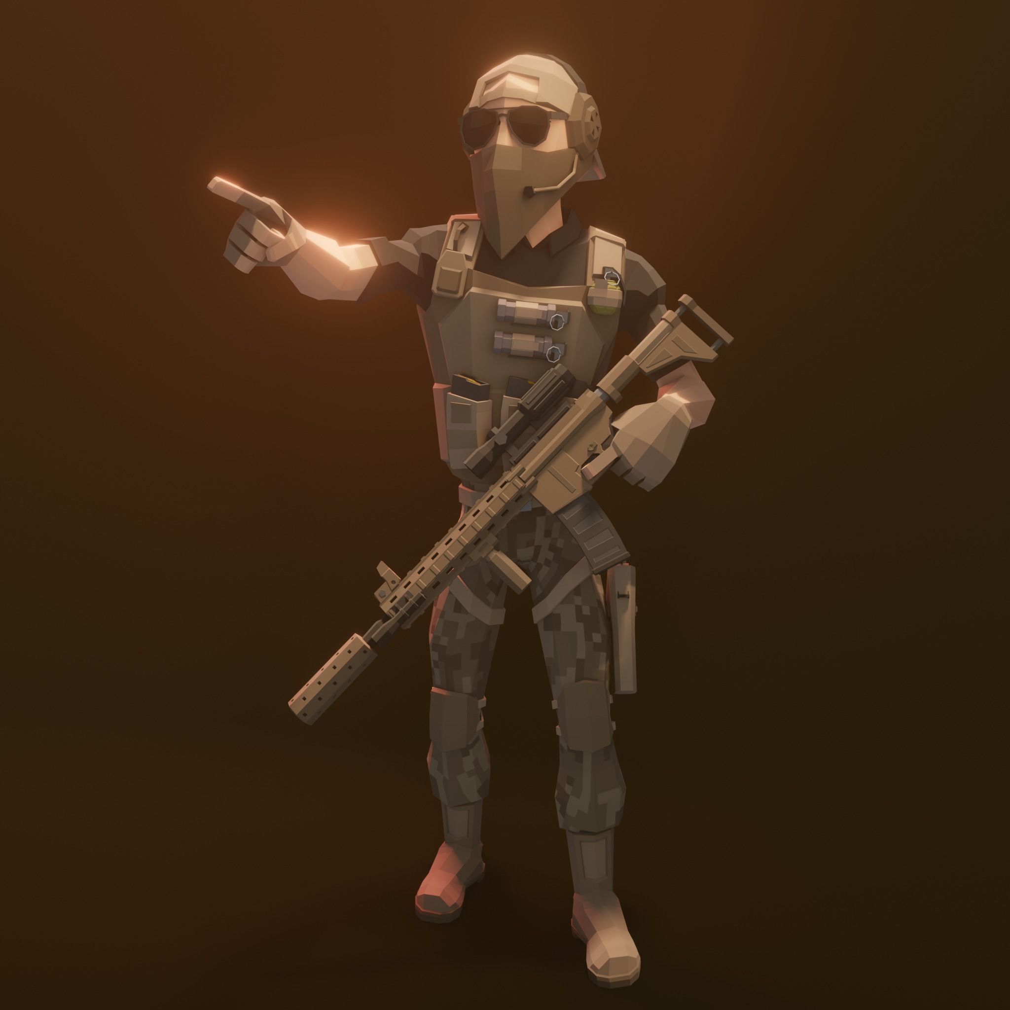 Low Poly Army Pack Low-poly 3D model_26