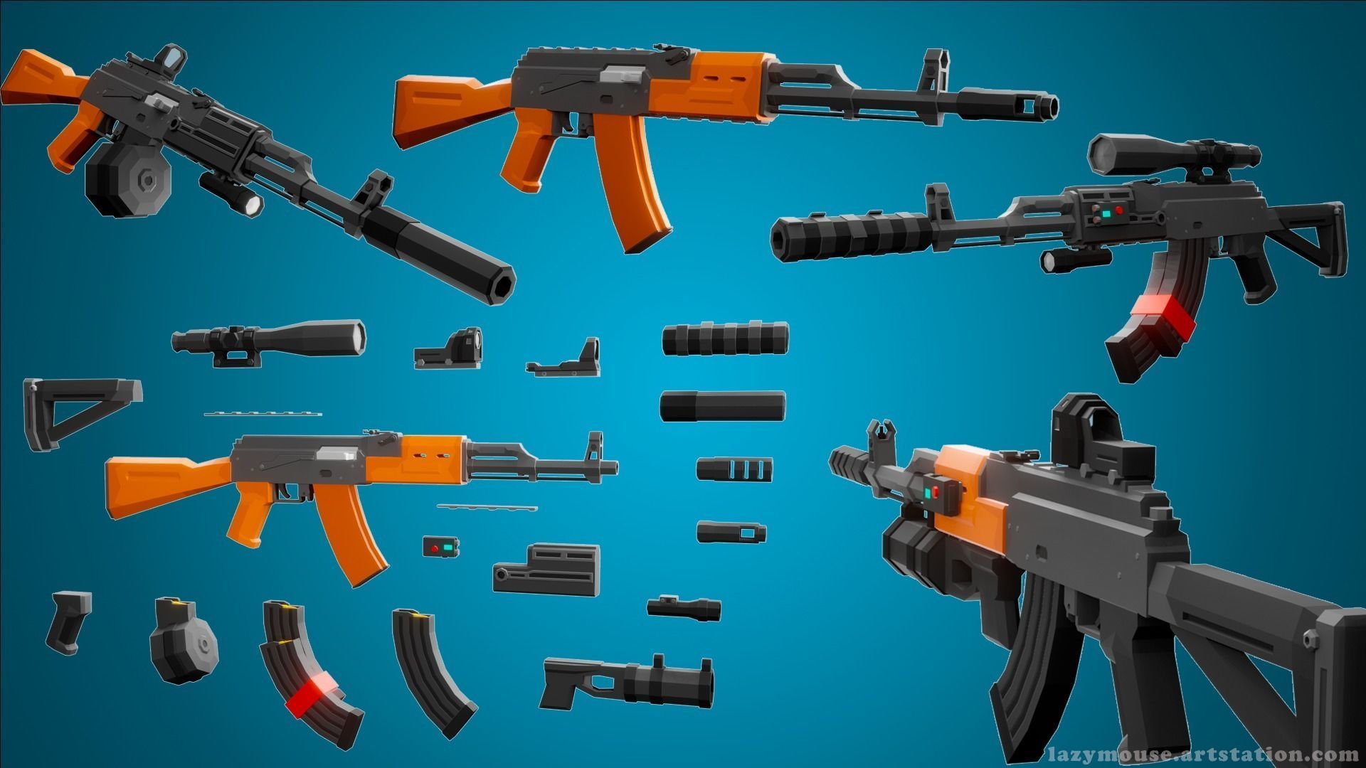 Low Poly Army Pack Low-poly 3D model_10
