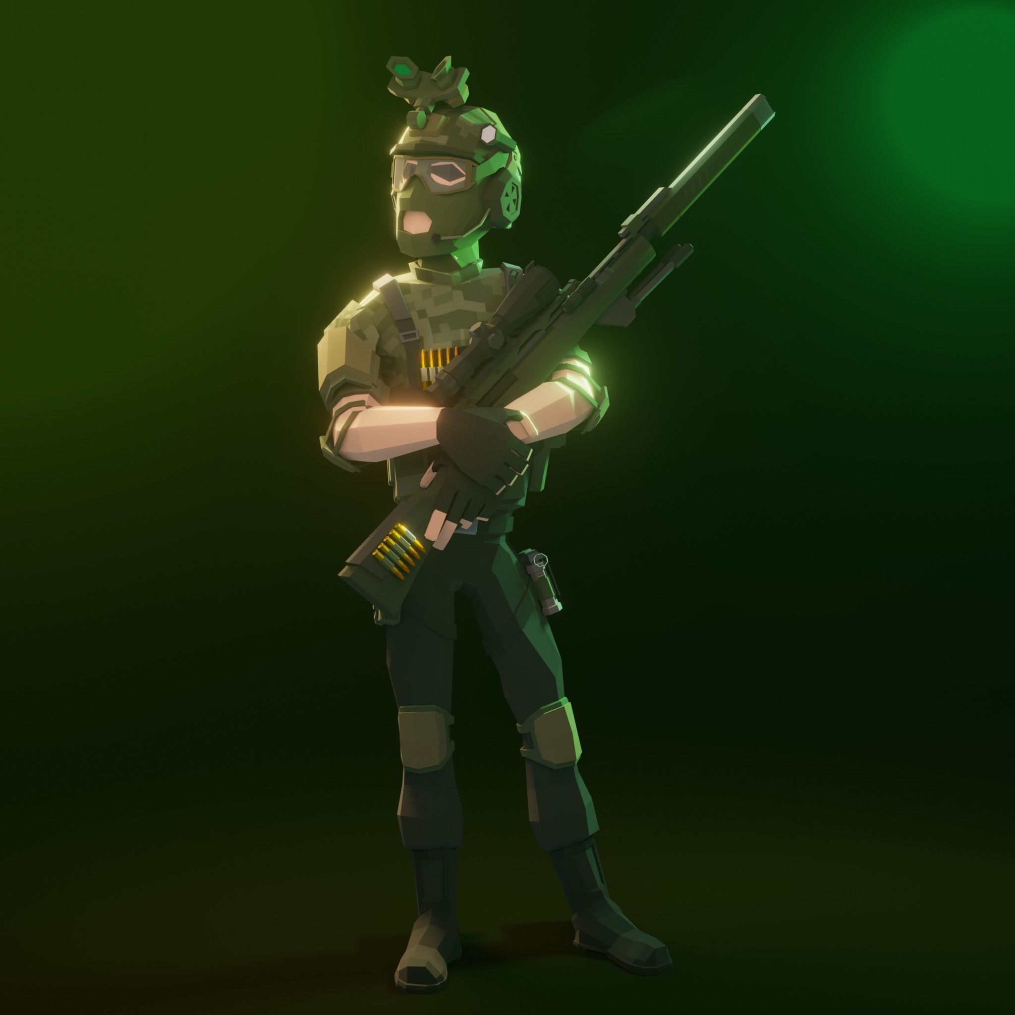 Low Poly Army Pack Low-poly 3D model_31