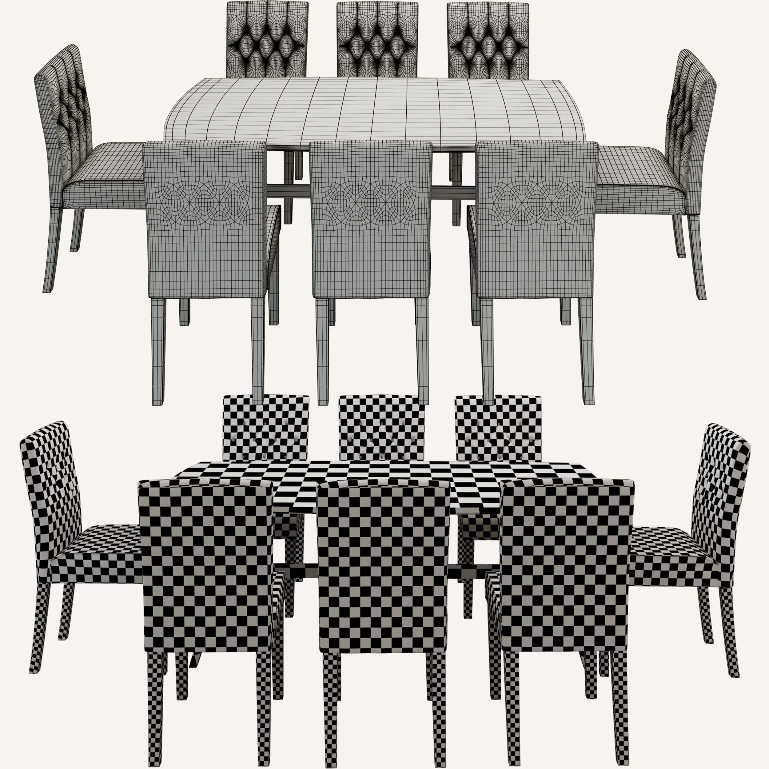 dining set table and chairs Free 3D model_1