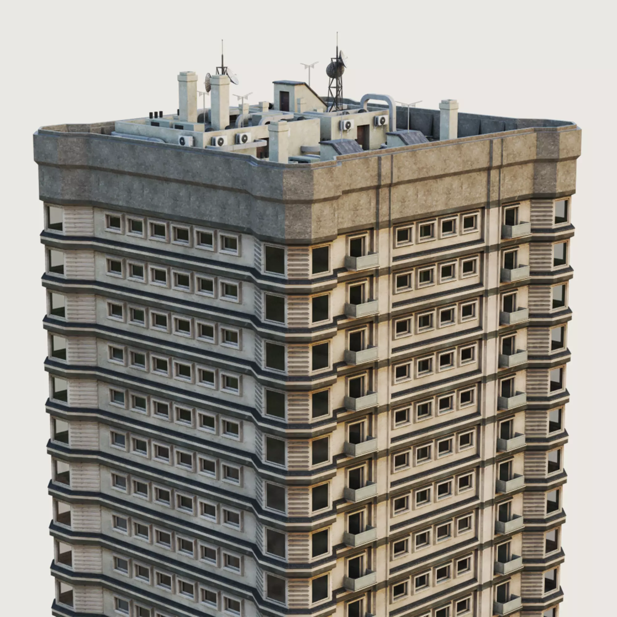 Building Skyscraper City Town Downtown Office Space Work Street Low-poly 3D model_0