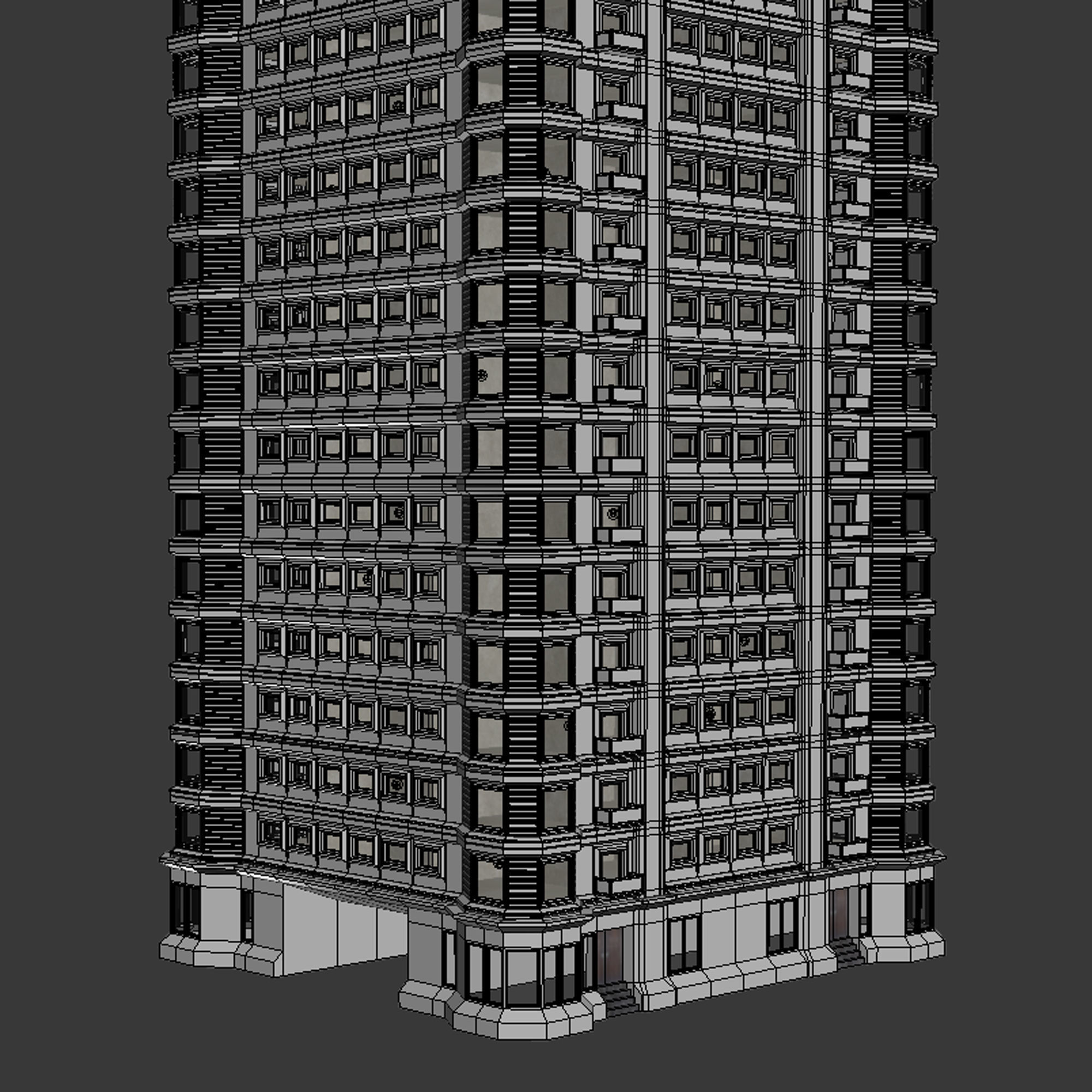 Building Skyscraper City Town Downtown Office Space Work Street Low-poly 3D model_8